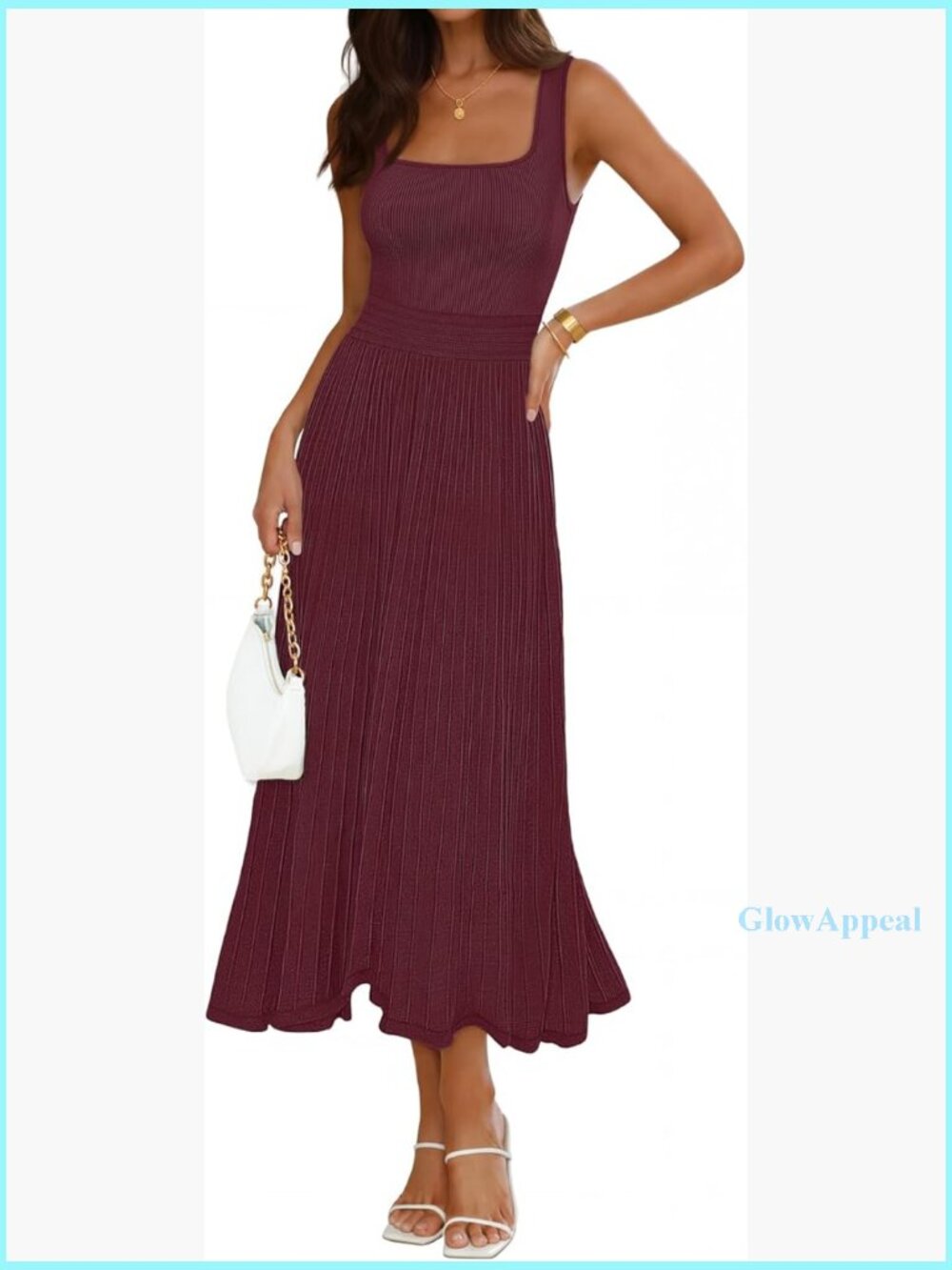 Sleeveless Pleated Midi Dress A-Line Casual Business Cocktail Vacation